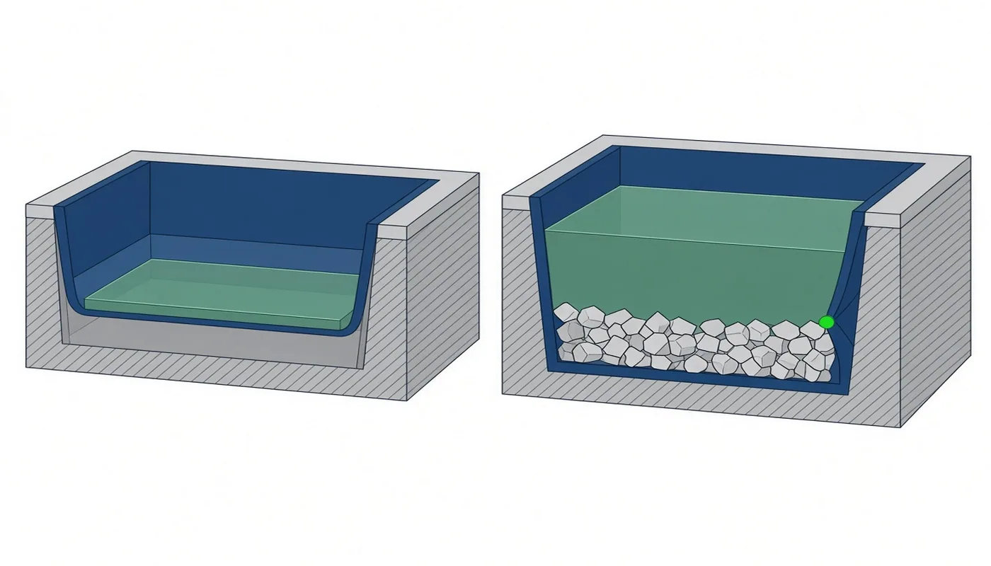 El espesor de la geomembrana se copia de otra obra — comparación de la compra mal especificada frente a la correcta